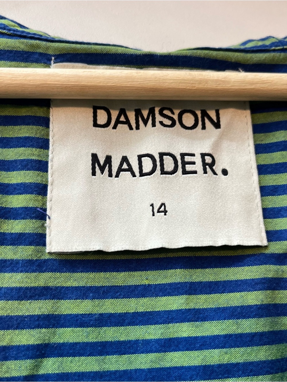 Damson Madder Cotton Fontaine Blouse Blue/Green Stripes Cottagecore - Picture 5 of 9